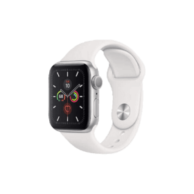 Apple Watch Series 5 40 mm Silver Aluminum Case with White Sport Band