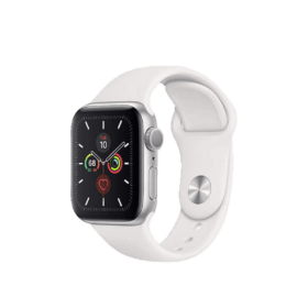 Apple Watch Series 5 44 mm Silver Aluminum Case with White Sport Band