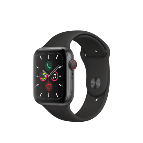 Apple Watch Series 5 44 mm Space Gray Aluminum Case with Black Sport Band